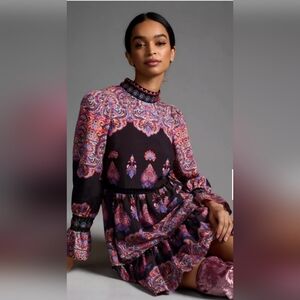 Anthropologie high neck baby doll dress